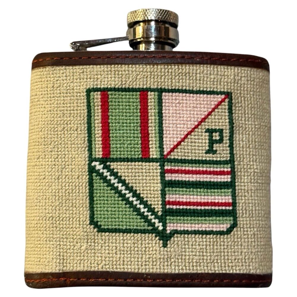 Smathers & Branson The Pridwin Hotel Shelter Island NY Needlepoint Flask 6 oz